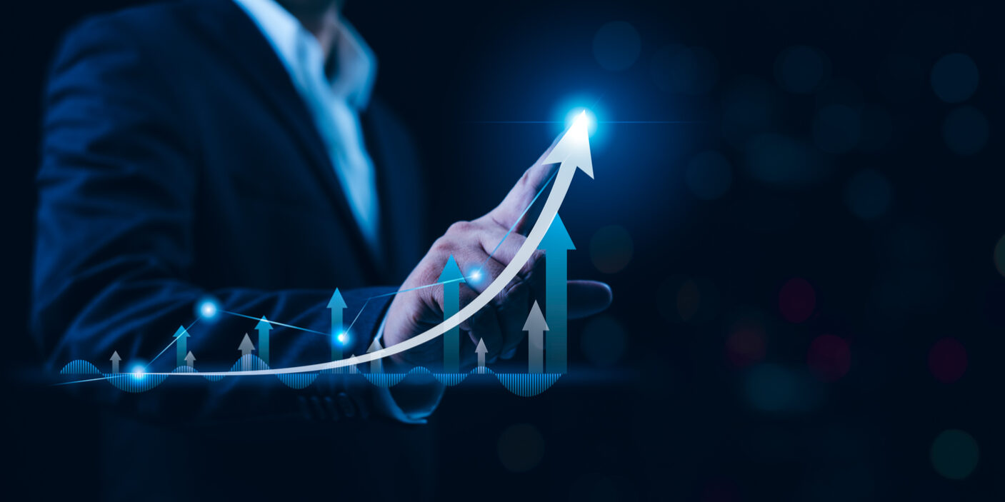 Businessman analyzing forex trading graph financial data. Stock Market Investments Funds and Digital Assets. Business finance technology and investment concept. Business finance background.